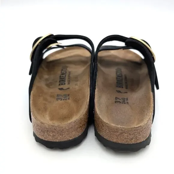 Birkenstock Arizona Big Buckle Nubuck Sandals Unisex Black Size USW6/M4 EU37 - Picture 4 of 12